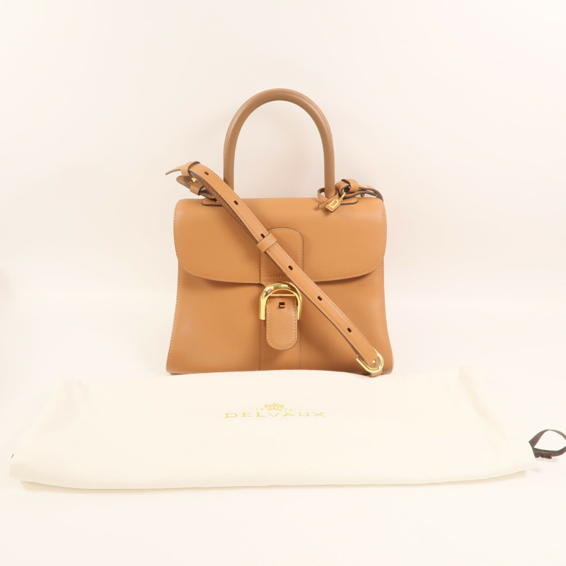 Delvaux 牛皮皮革Brillant MM金扣手挽肩背兩用袋-9