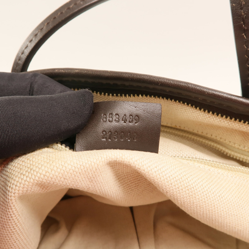 GUCCI 塗層帆布Tote Bag金扣手挽肩背兩用袋-6