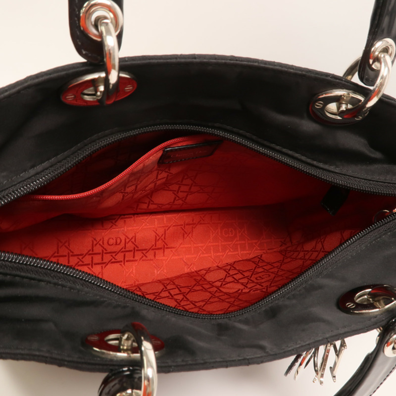 Dior 尼龍Lady Dior銀扣手挽袋-4