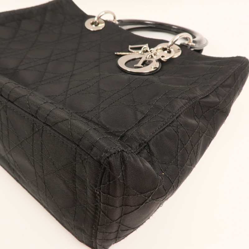 Dior 尼龍Lady Dior銀扣手挽袋-9