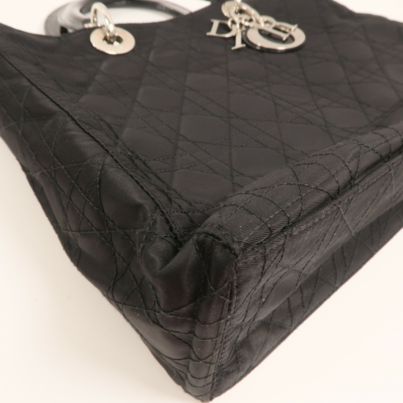 Dior 尼龍Lady Dior銀扣手挽袋-10