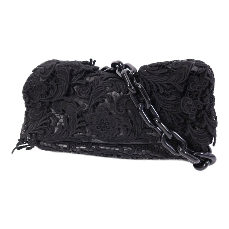 PRADA 針織布料/羊皮皮革Guipure Lace Shoulder Bag肩背袋-2