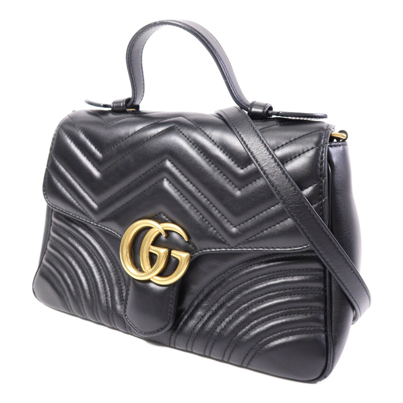 GUCCI 牛皮皮革GG Marmont Small金扣手挽肩背兩用袋-2