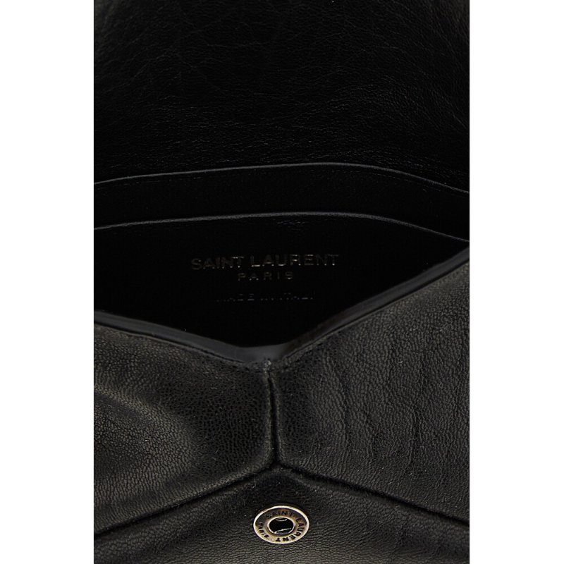 【YSL】Cassandre Envelope 小羊皮 粒面皮革 信封式 證件夾 名片夾 卡夾 卡片套 黑色 銀色 844658-1