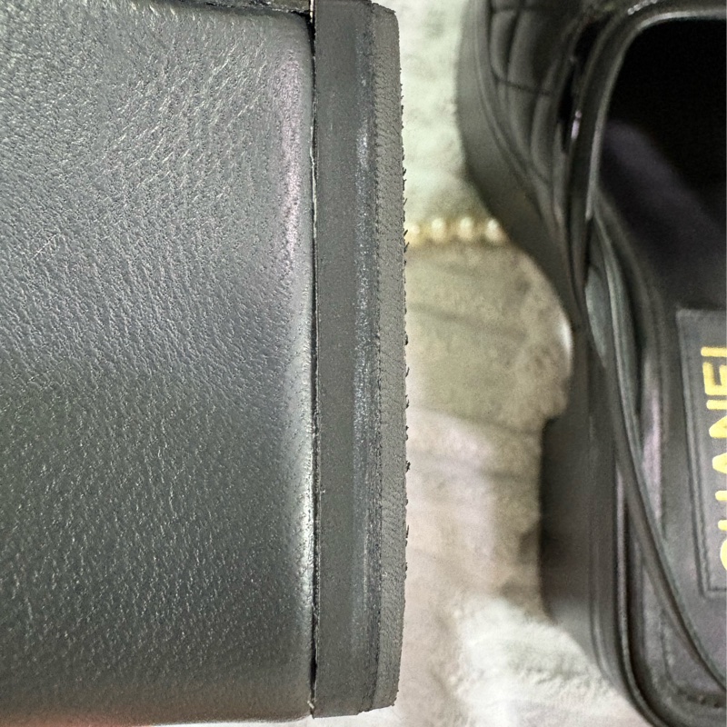 誠可議價 香奈兒 CHANEL 黑色菱格紋 厚底涼鞋-13