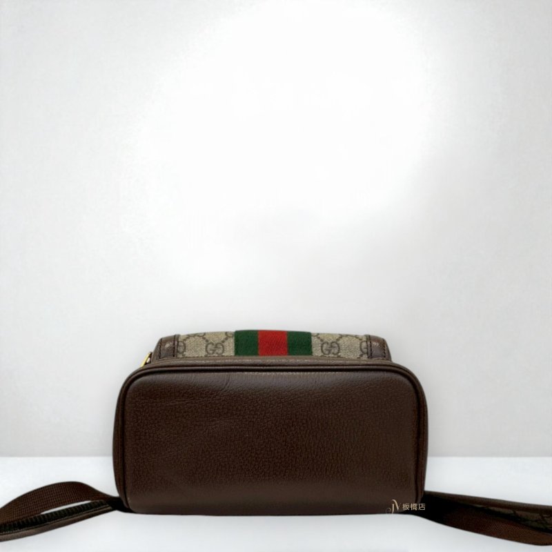 JS0283-GUCCI老花拼咖啡色皮革OPHIDIA小型後背包547965-4