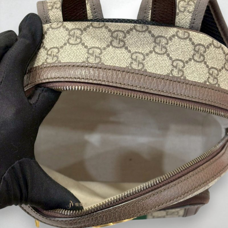 JS0283-GUCCI老花拼咖啡色皮革OPHIDIA小型後背包547965-5