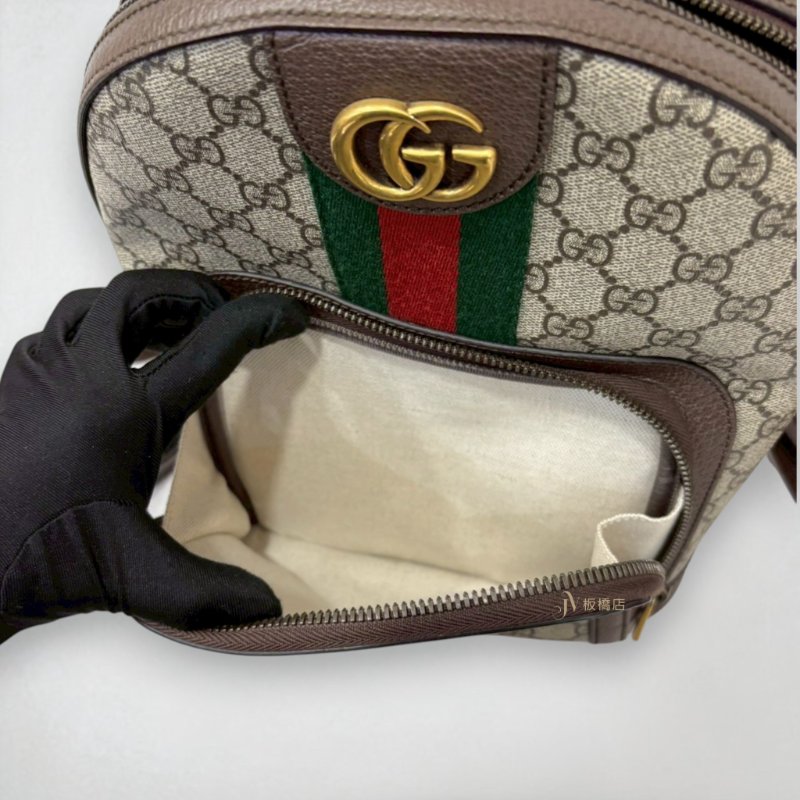 JS0283-GUCCI老花拼咖啡色皮革OPHIDIA小型後背包547965-6