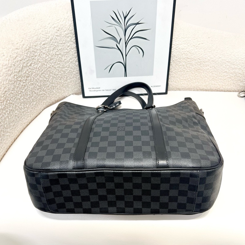 LOUIS VUITTON/路易威登 黑色棋盤格男士公文包 手提包單肩斜挎包 36*11*36cm-3