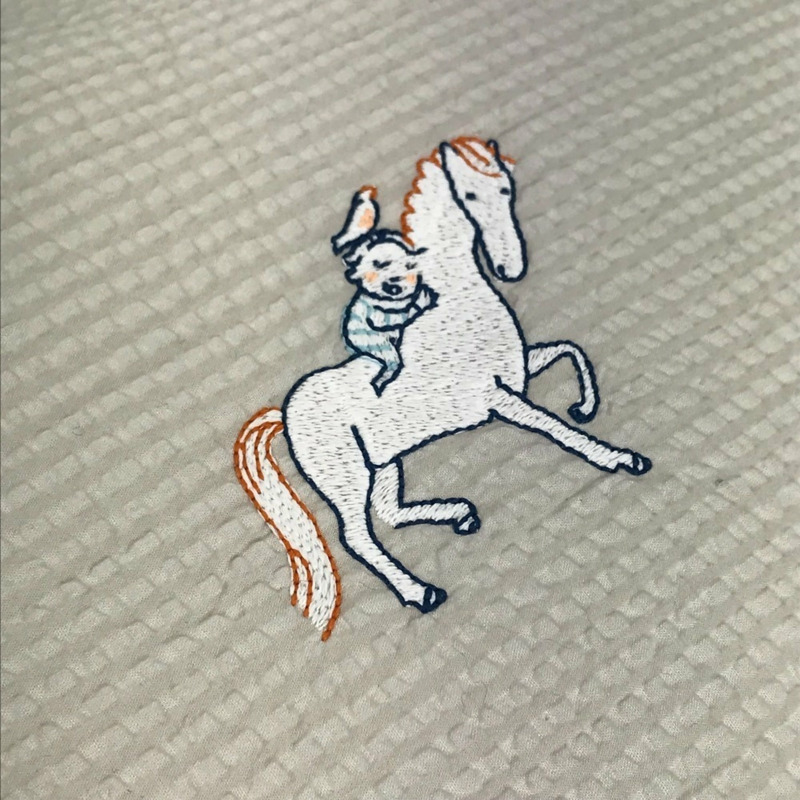 愛馬仕嬰兒 Cabriole To-Go MM 多功能尿布包,純棉材質,綠色/珍珠藍。-7