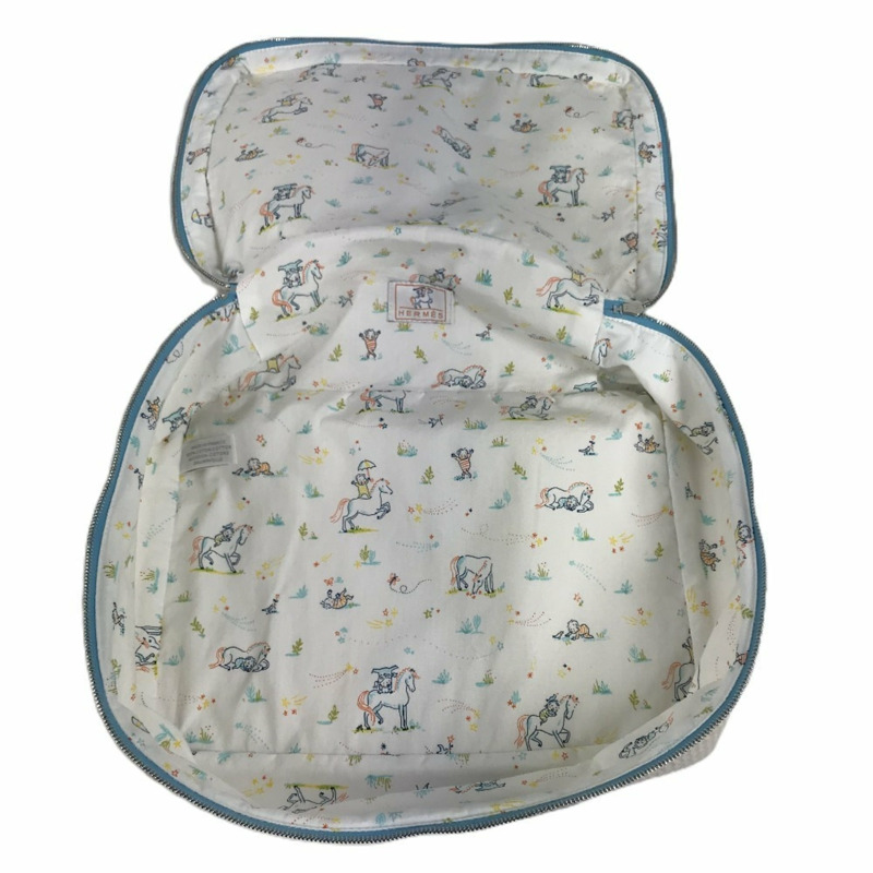 愛馬仕嬰兒 Cabriole To-Go MM 多功能尿布包,純棉材質,綠色/珍珠藍。-9