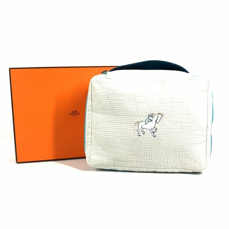 愛馬仕嬰兒 Cabriole To-Go MM 多功能尿布包,純棉材質,綠色/珍珠藍。-14