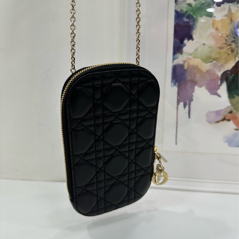 Dior迪奧 肩帶可拆 羊皮革藤格紋 單肩包斜背包手提包手機包 多種背法 閒置未使用品-1