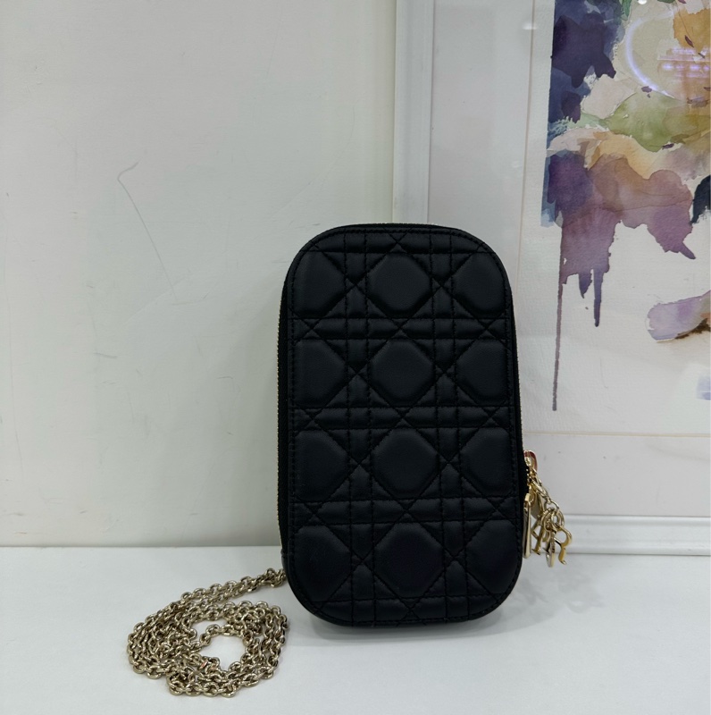 Dior迪奧 肩帶可拆 羊皮革藤格紋 單肩包斜背包手提包手機包 多種背法 閒置未使用品-2