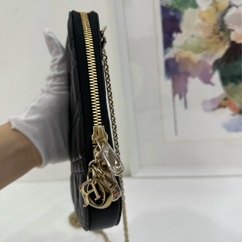 Dior迪奧 肩帶可拆 羊皮革藤格紋 單肩包斜背包手提包手機包 多種背法 閒置未使用品-3