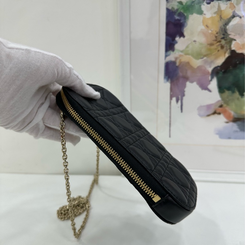 Dior迪奧 肩帶可拆 羊皮革藤格紋 單肩包斜背包手提包手機包 多種背法 閒置未使用品-4