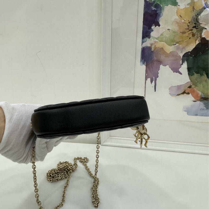 Dior迪奧 肩帶可拆 羊皮革藤格紋 單肩包斜背包手提包手機包 多種背法 閒置未使用品-5