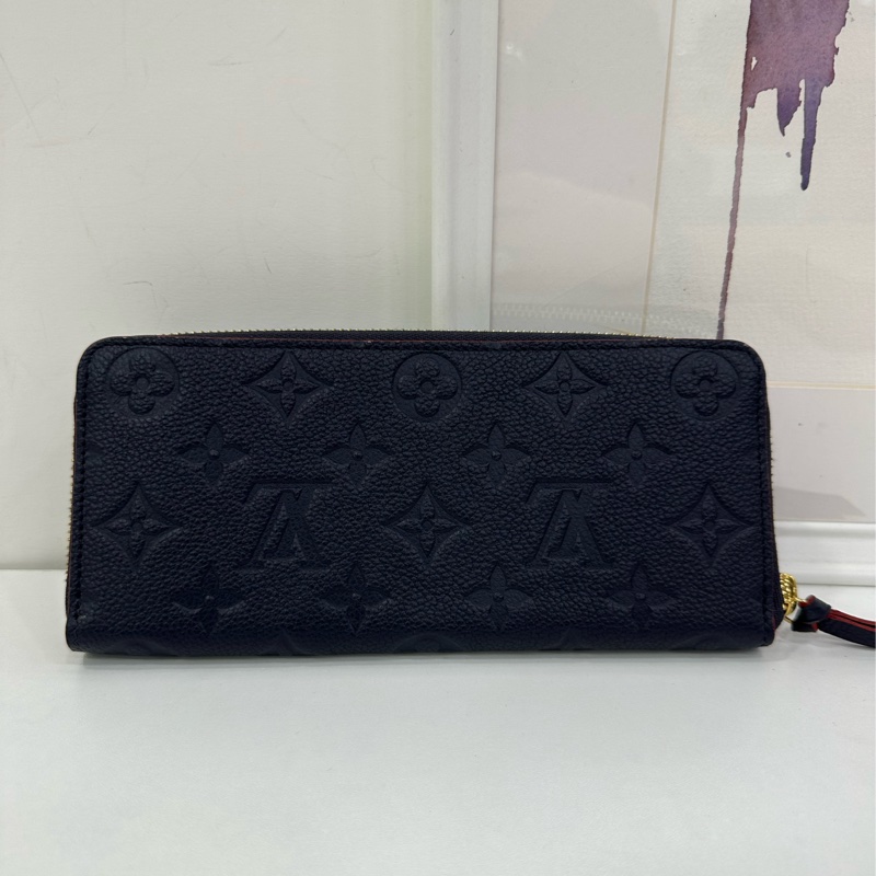 LV 路易威登 深藍色全皮壓花長拉鍊皮夾 純晶片 尺寸19*9-2
