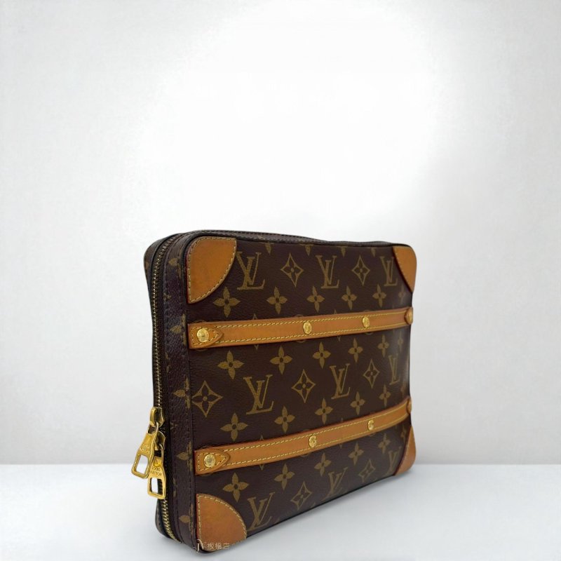 JS0436-LV 原花前雙苯染皮橫條金釦ㄇ拉皮帶環斜背包PM M68494-1