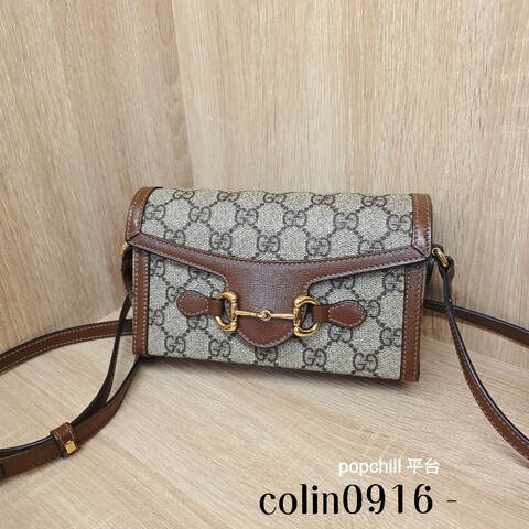[ 新年優惠持續中🧧] Gucci 老花咖色牛皮1955磁吸Mini斜背包