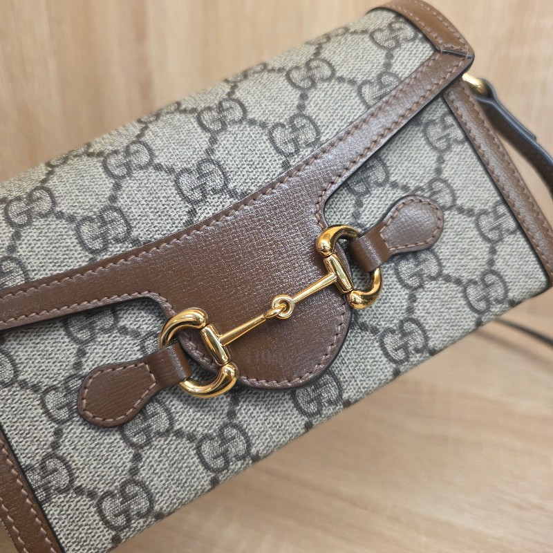 [ 新年優惠持續中🧧] Gucci 老花咖色牛皮1955磁吸Mini斜背包-4