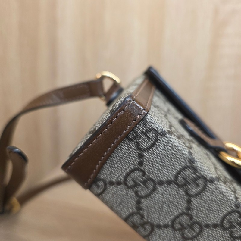 [ 新年優惠持續中🧧] Gucci 老花咖色牛皮1955磁吸Mini斜背包-8