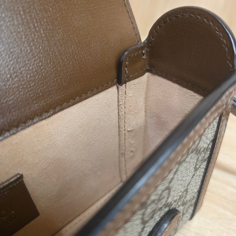 [ 新年優惠持續中🧧] Gucci 老花咖色牛皮1955磁吸Mini斜背包-12