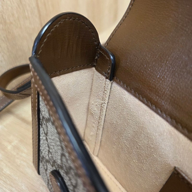 [ 新年優惠持續中🧧] Gucci 老花咖色牛皮1955磁吸Mini斜背包-14