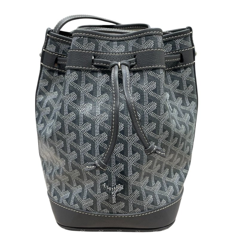 GOYARD 戈雅 PETIT FLOT 水桶包 PVC帆布 灰色 銀釦-1