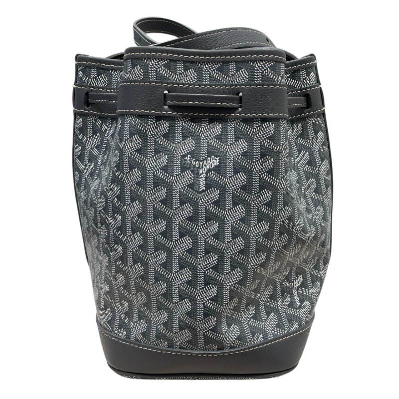 GOYARD 戈雅 PETIT FLOT 水桶包 PVC帆布 灰色 銀釦-2