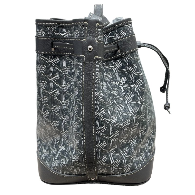 GOYARD 戈雅 PETIT FLOT 水桶包 PVC帆布 灰色 銀釦-3
