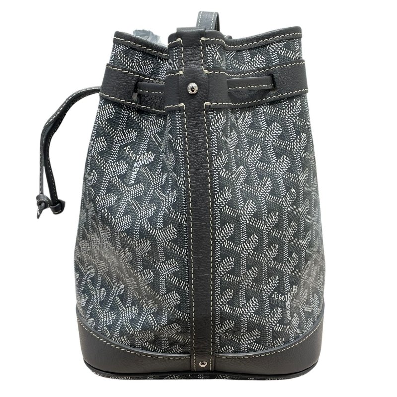 GOYARD 戈雅 PETIT FLOT 水桶包 PVC帆布 灰色 銀釦-4