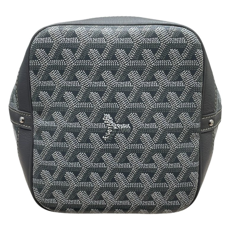 GOYARD 戈雅 PETIT FLOT 水桶包 PVC帆布 灰色 銀釦-5