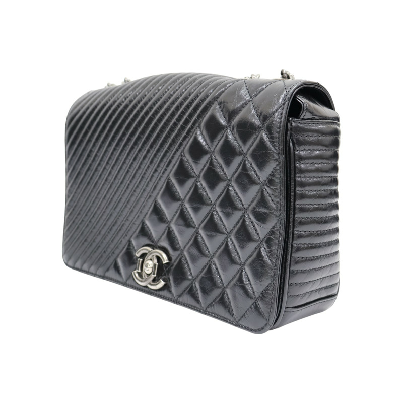 黑色 菱格紋 牛革 Coco Boy Flap 肩背包【CHANEL 香奈兒】 A92797-2
