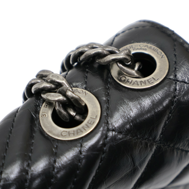 黑色 菱格紋 牛革 Coco Boy Flap 肩背包【CHANEL 香奈兒】 A92797-10