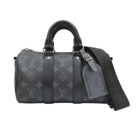 黑色 原花帆布 Keepall Bandouliere 25 兩用包【LOUIS VUITTON LV 路易威登】 M46271