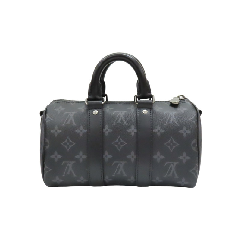 黑色 原花帆布 Keepall Bandouliere 25 兩用包【LOUIS VUITTON LV 路易威登】 M46271-1