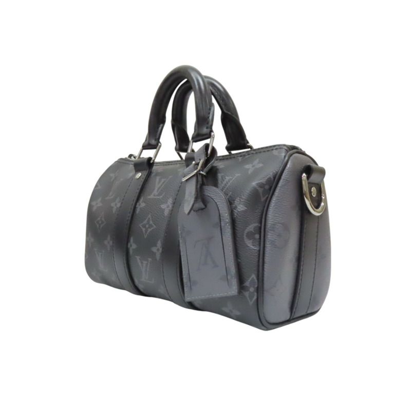 黑色 原花帆布 Keepall Bandouliere 25 兩用包【LOUIS VUITTON LV 路易威登】 M46271-2