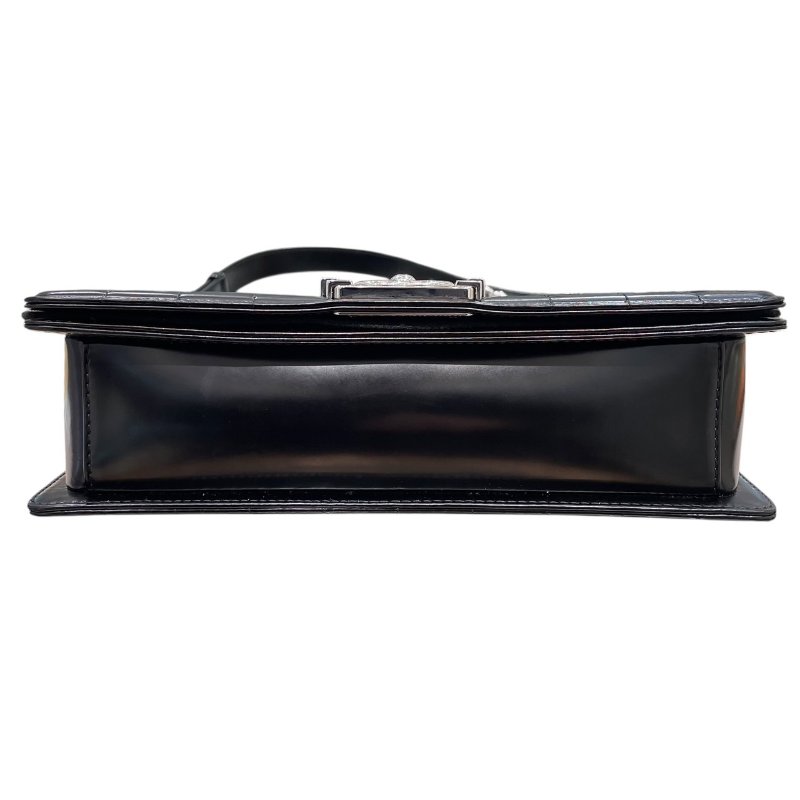 CHANEL 香奈兒 LE BOY 鍊條側背包 光面牛皮 黑色 銀釦-5