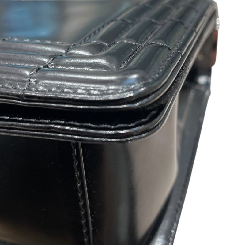 CHANEL 香奈兒 LE BOY 鍊條側背包 光面牛皮 黑色 銀釦-7