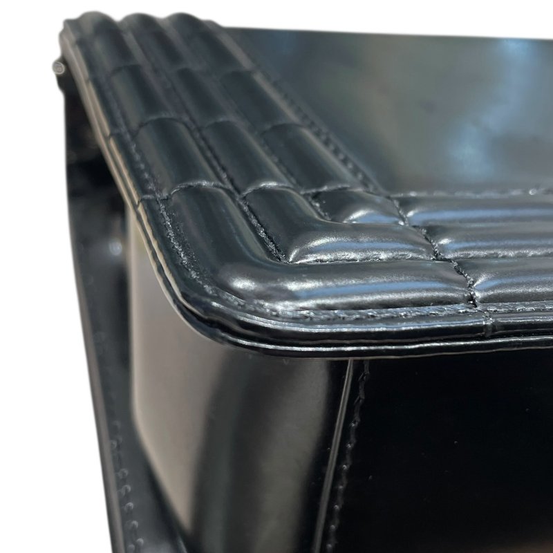 CHANEL 香奈兒 LE BOY 鍊條側背包 光面牛皮 黑色 銀釦-8