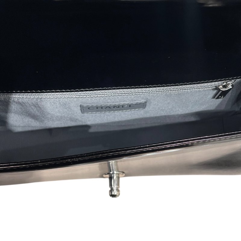 CHANEL 香奈兒 LE BOY 鍊條側背包 光面牛皮 黑色 銀釦-16