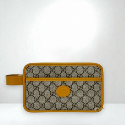 JS0751-Gucci Interlocking G黃色牛皮滾邊老花手提手拿包/625764