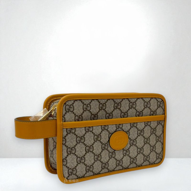 JS0751-Gucci Interlocking G黃色牛皮滾邊老花手提手拿包/625764-2