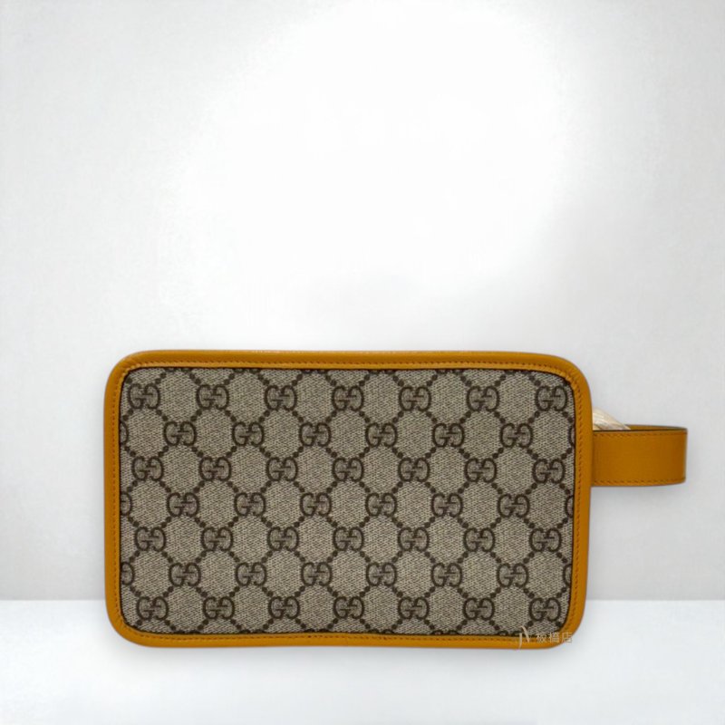 JS0751-Gucci Interlocking G黃色牛皮滾邊老花手提手拿包/625764-3