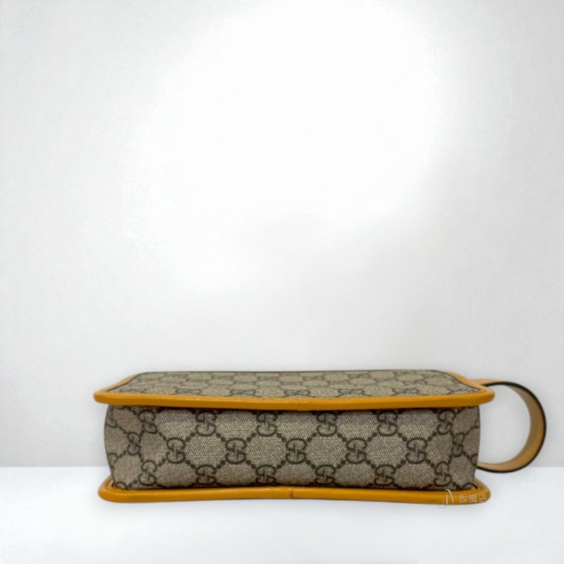 JS0751-Gucci Interlocking G黃色牛皮滾邊老花手提手拿包/625764-4