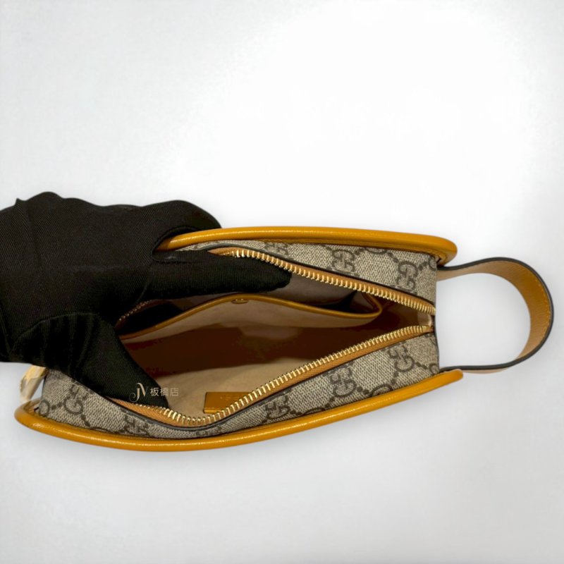 JS0751-Gucci Interlocking G黃色牛皮滾邊老花手提手拿包/625764-5