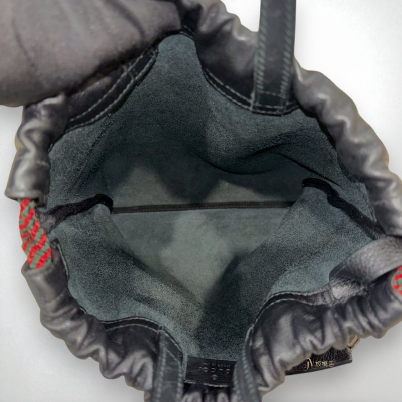 JS0841-GUCCI包包黑色牛皮紅綠logo手提/後背包/523586-5