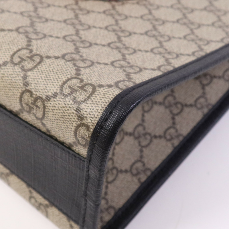 GUCCI 塗層帆布Tote Bag銀扣手挽袋-4