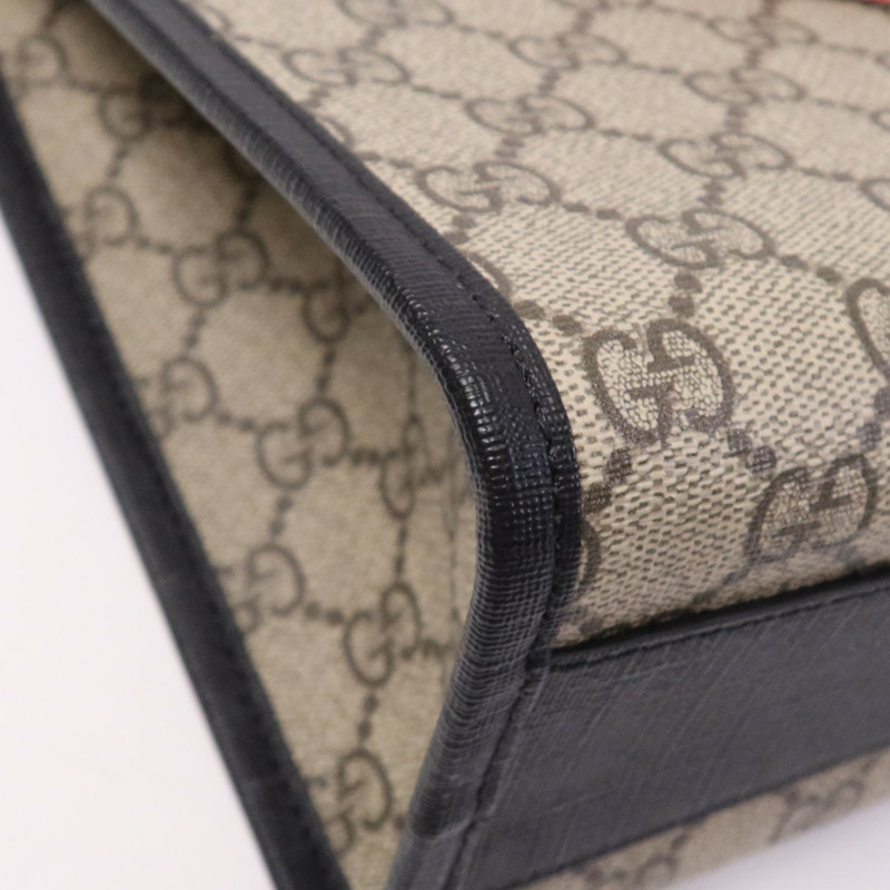 GUCCI 塗層帆布Tote Bag銀扣手挽袋-5